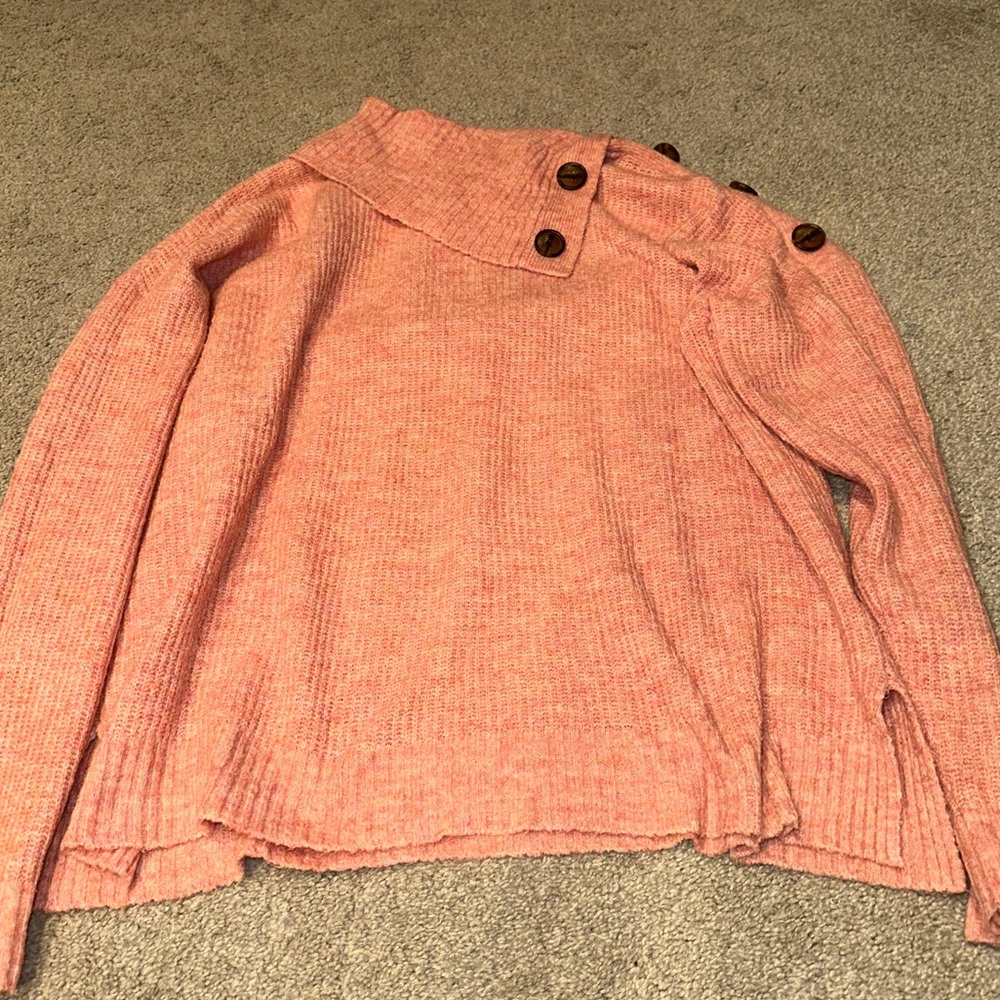Cozy Pink Button-Detail Sweater